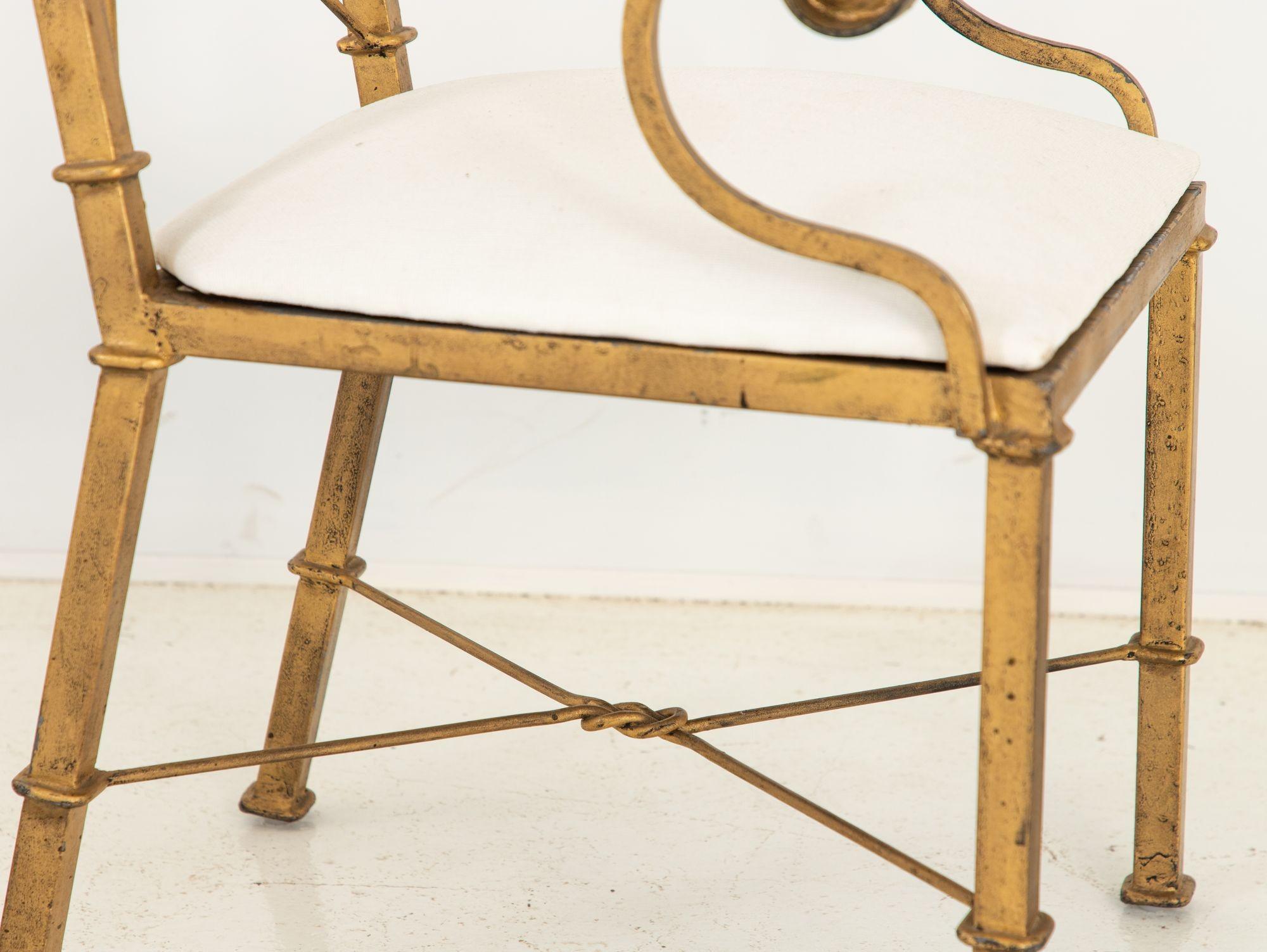Pair of 1960s Italian Gilt Metal Armchairs For Sale 9