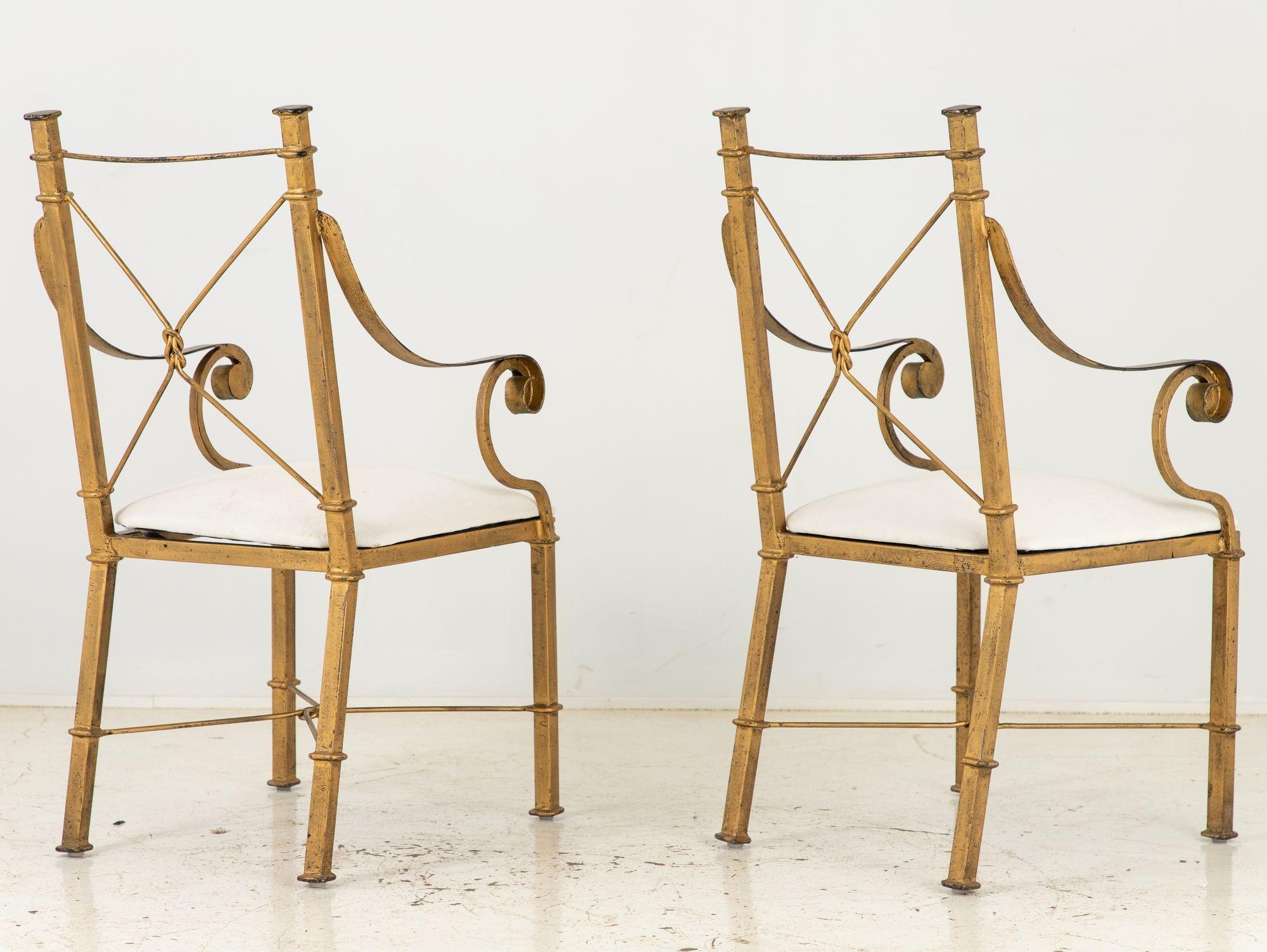 Mid-20th Century Pair of 1960s Italian Gilt Metal Armchairs For Sale