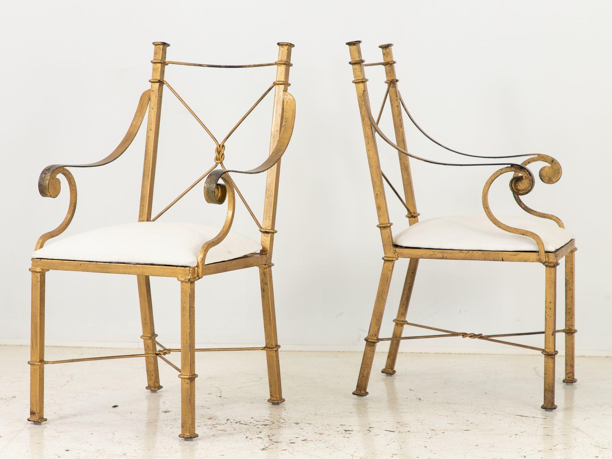 Paar italienische Sessel aus vergoldetem Metall aus den 1960er Jahren 2