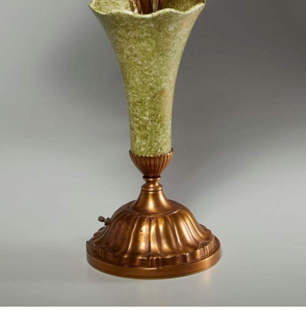 Mid-20th Century Pair of 1960's Italian Gilt Tole and Ceramic Floral Bouquet Table Lamps For Sale
