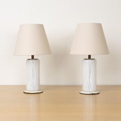 Coppia di lampade da tavolo in vetro italiano degli anni '60