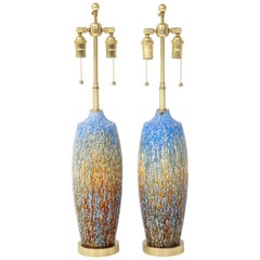 Pair of 1960s Italian Glazed Ceramic Lamps