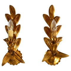 Pair of 1960s Italian gold-plated Florentine wall lamps