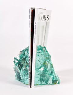 Pair of 1960s Italian Green Glass Bookends in the Style of Fontana Arte