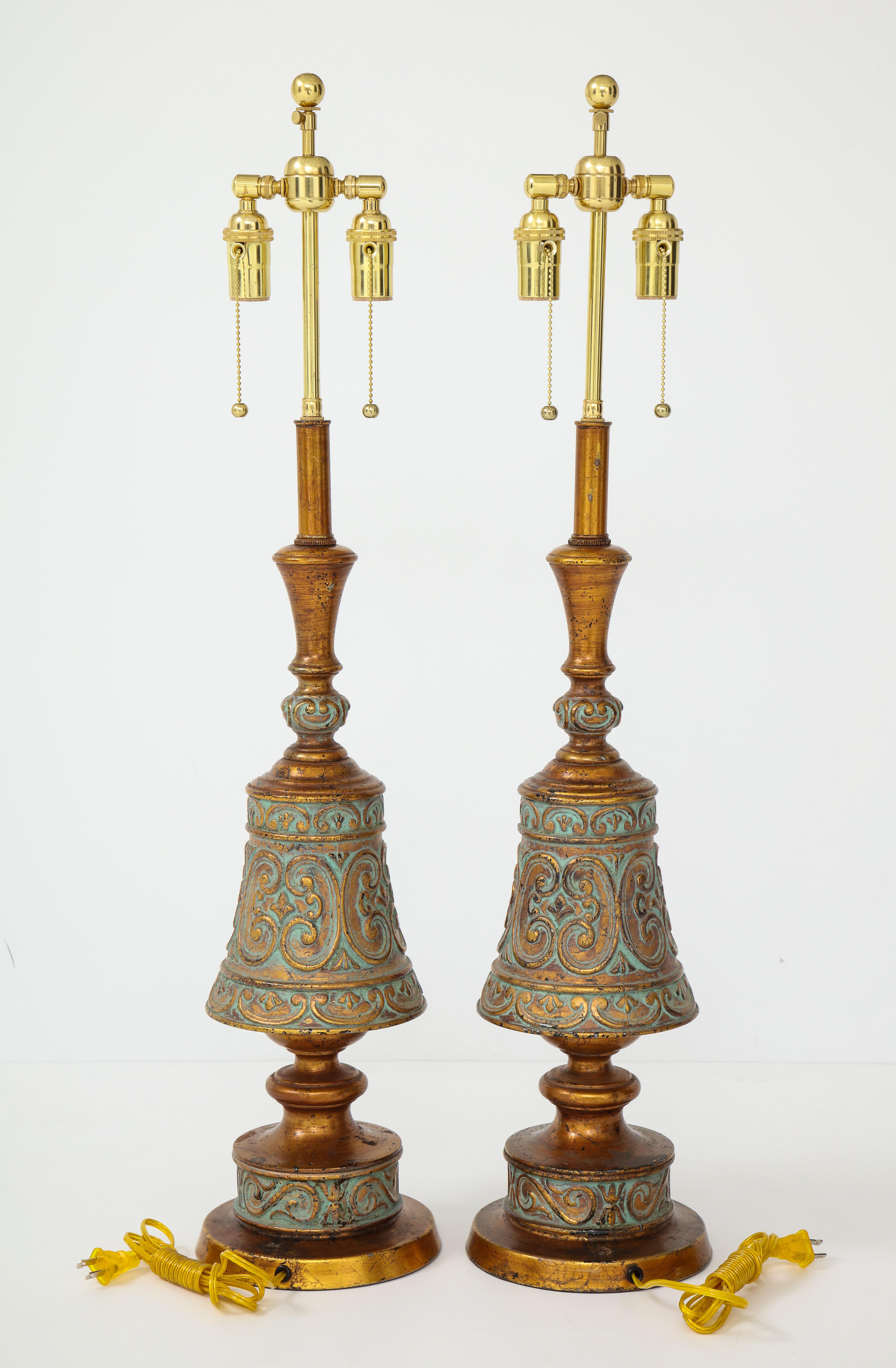 Pair of 1960s Italian Hollywood Regency Style Lamps In Good Condition For Sale In New York, NY