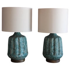 Pair of 1960s Italian Lava Glazed Ceramic Lamps