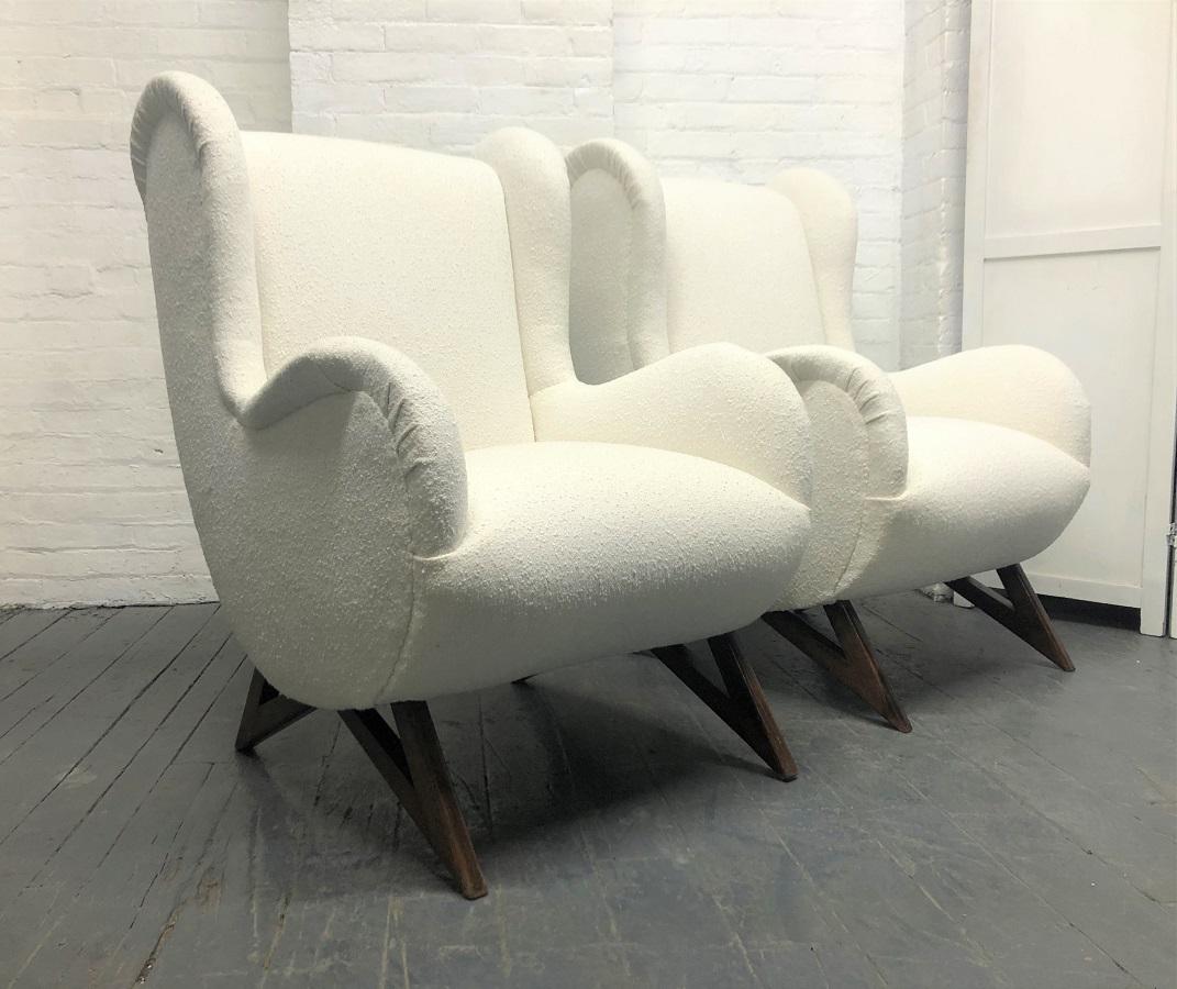 Walnut Pair of 1960s Italian Lounge Chairs For Sale
