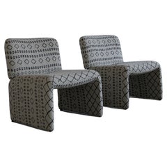 Pair of 1960's Italian Lounge Chairs With Woven Upholstery