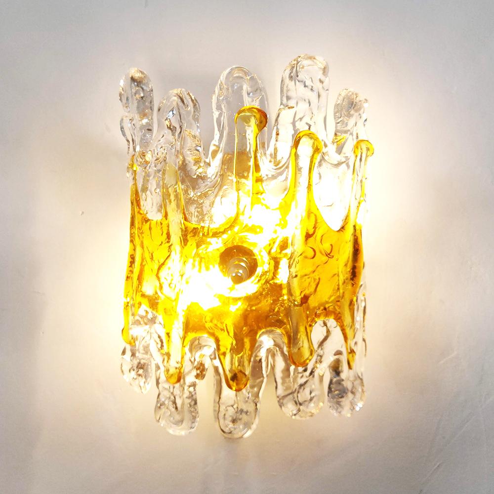 Cut Steel Pair of 1960s Italian Murano Glass wall lights or sconces For Sale