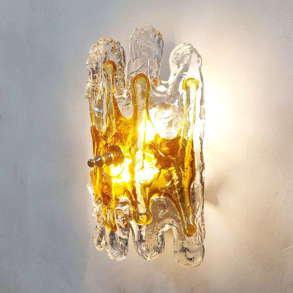 Pair of 1960s Italian Murano Glass wall lights or sconces For Sale 1