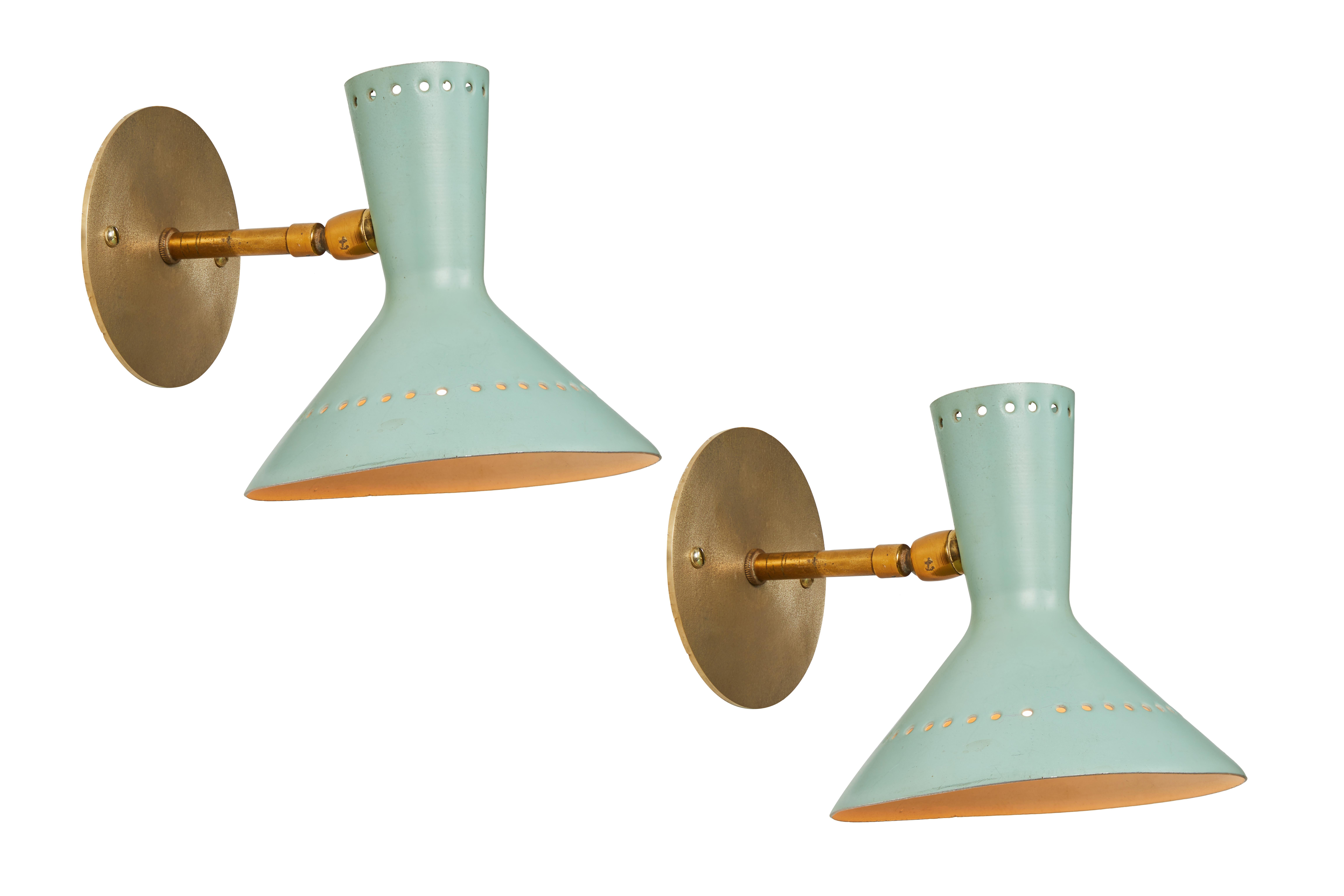 Pair of 1960s Italian Perforated Double-Cone Sconces in the Manner of Arteluce 3