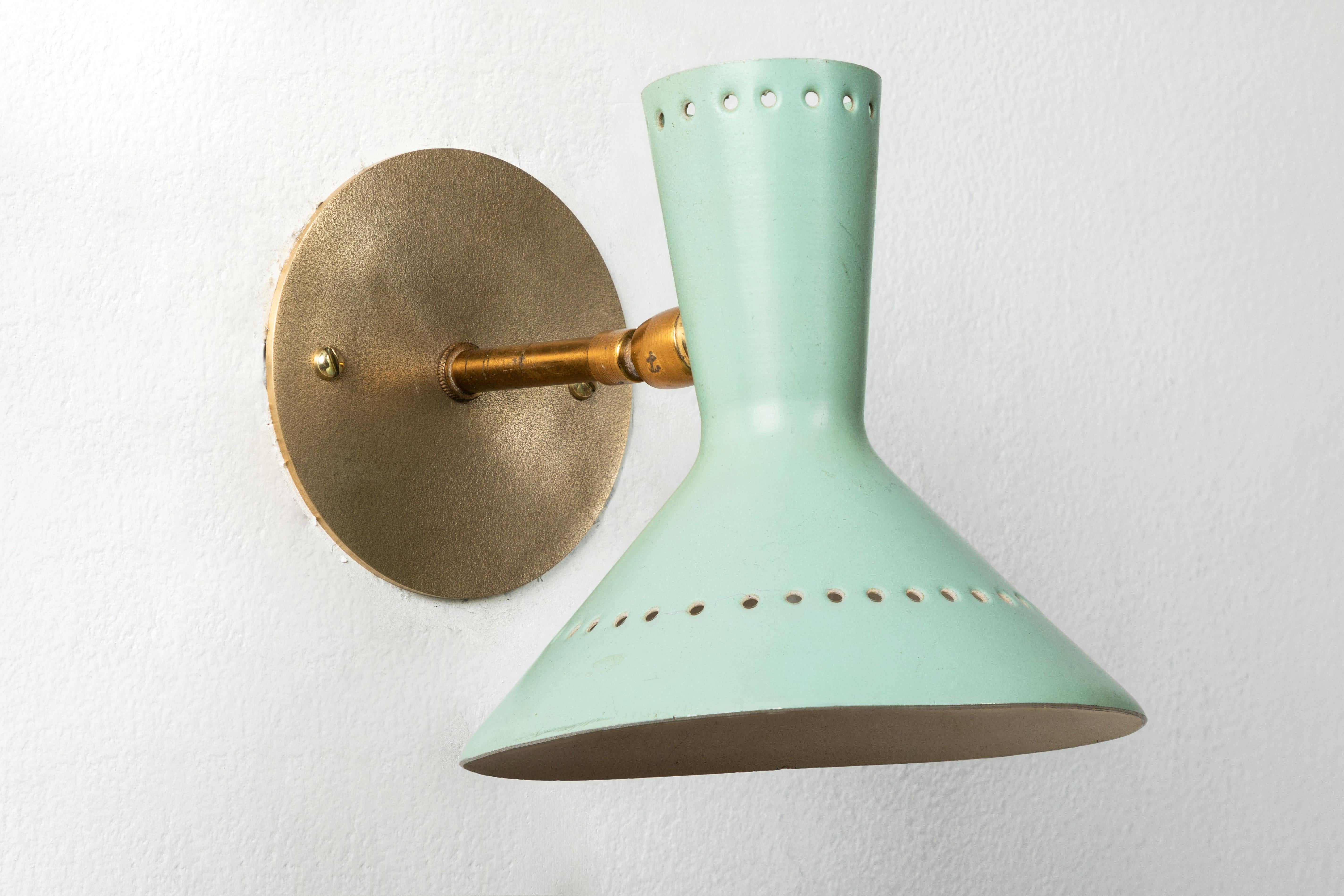 Mid-20th Century Pair of 1960s Italian Perforated Double-Cone Sconces in the Manner of Arteluce