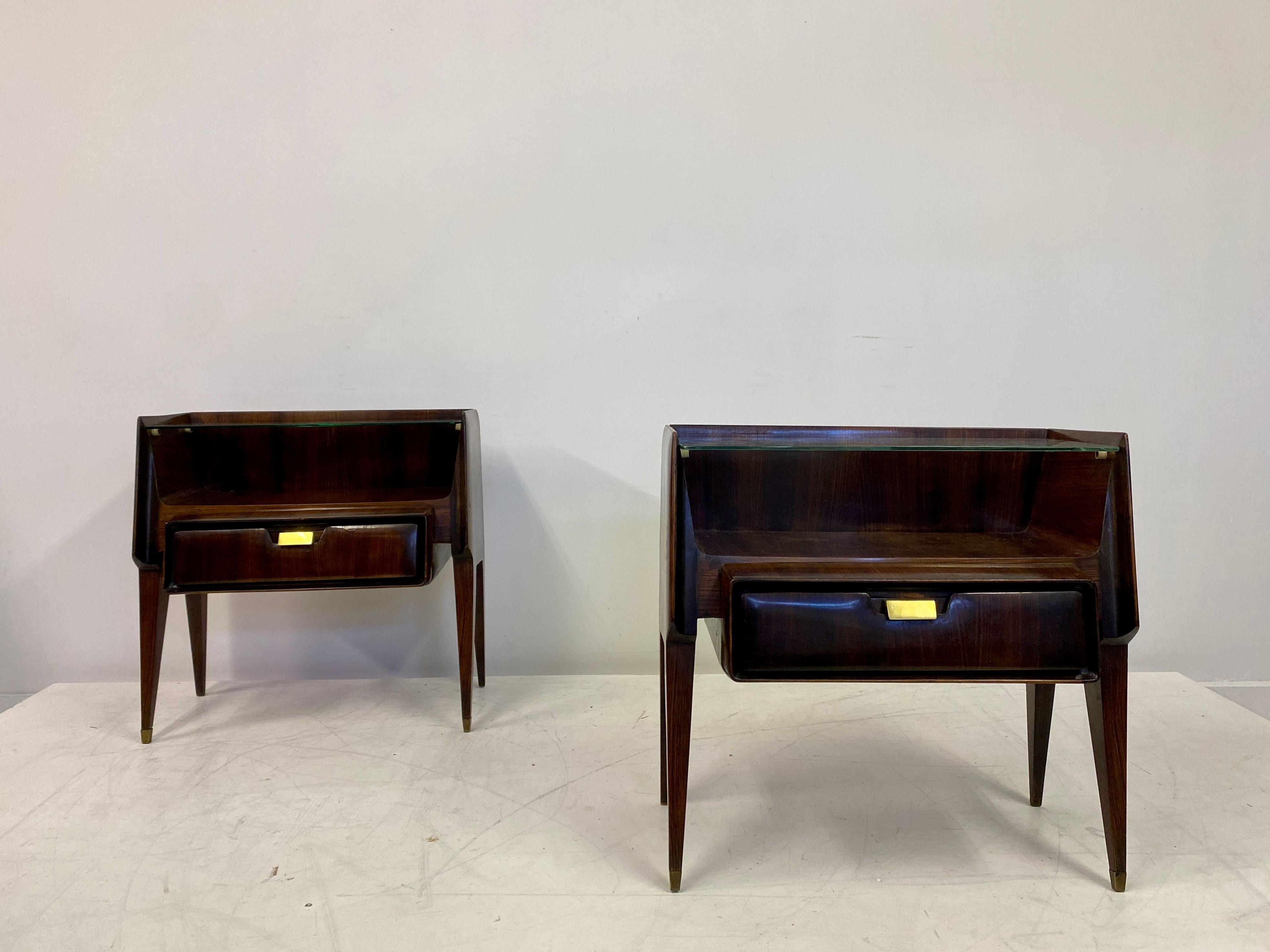 Pair of 1960s Italian Rosewood Bedside Tables or Nightstands 5