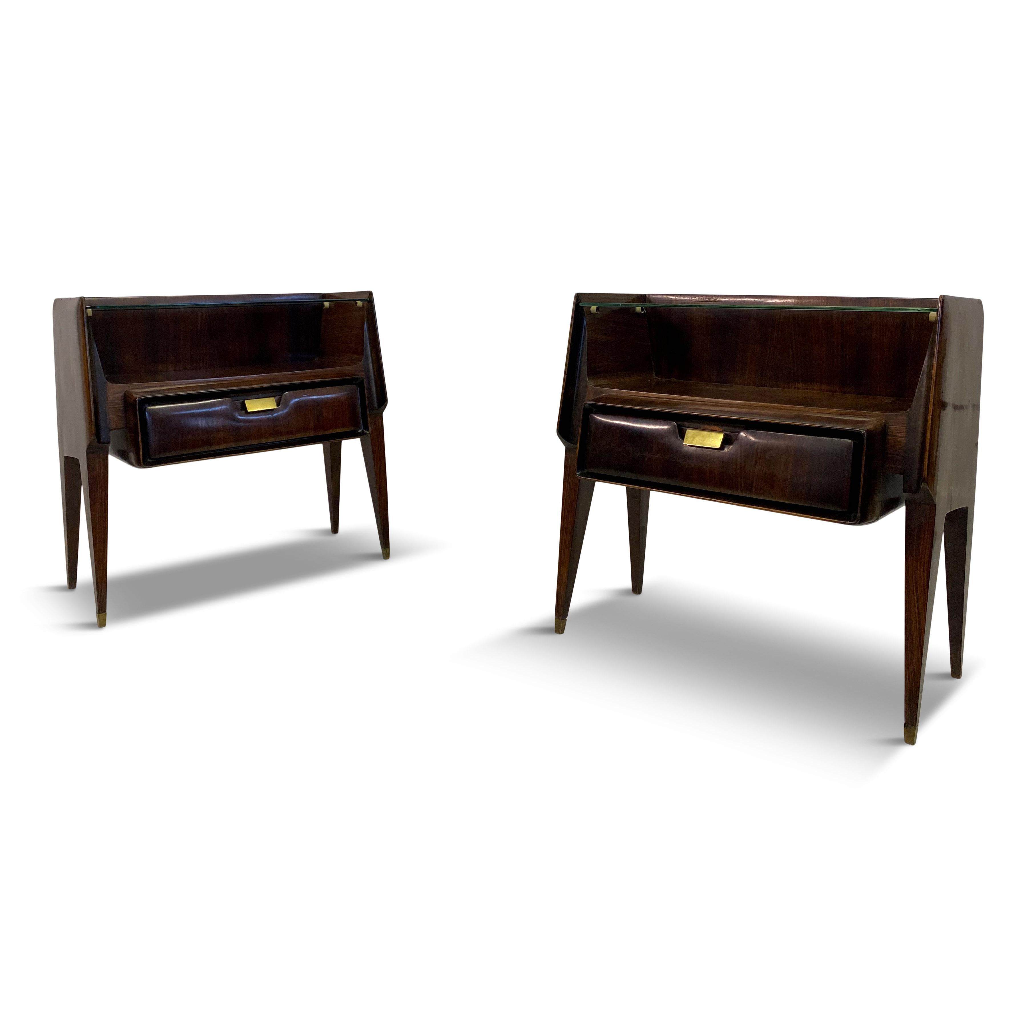 Pair of 1960s Italian Rosewood Bedside Tables or Nightstands 6