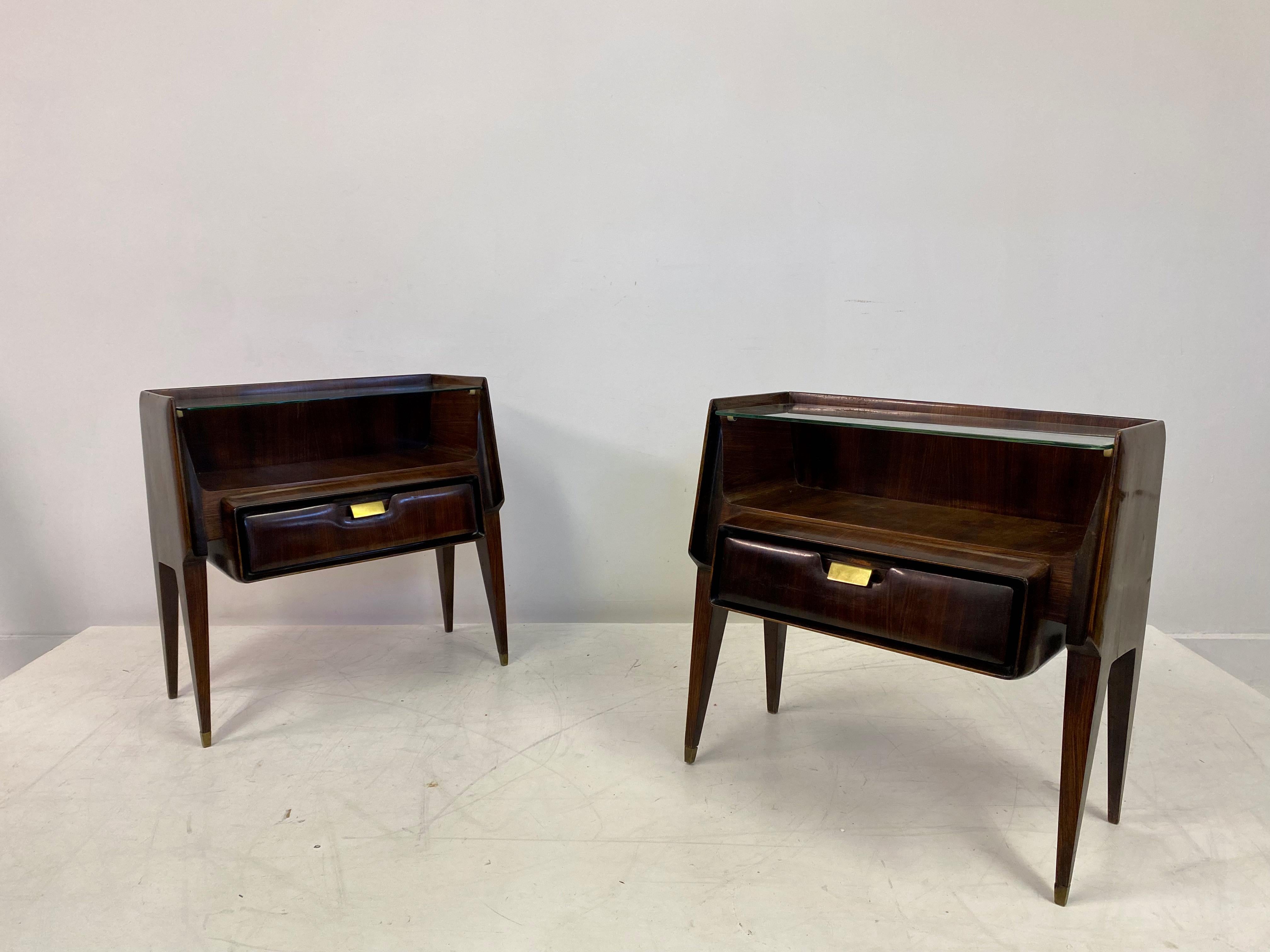 Pair of 1960s Italian Rosewood Bedside Tables or Nightstands 1