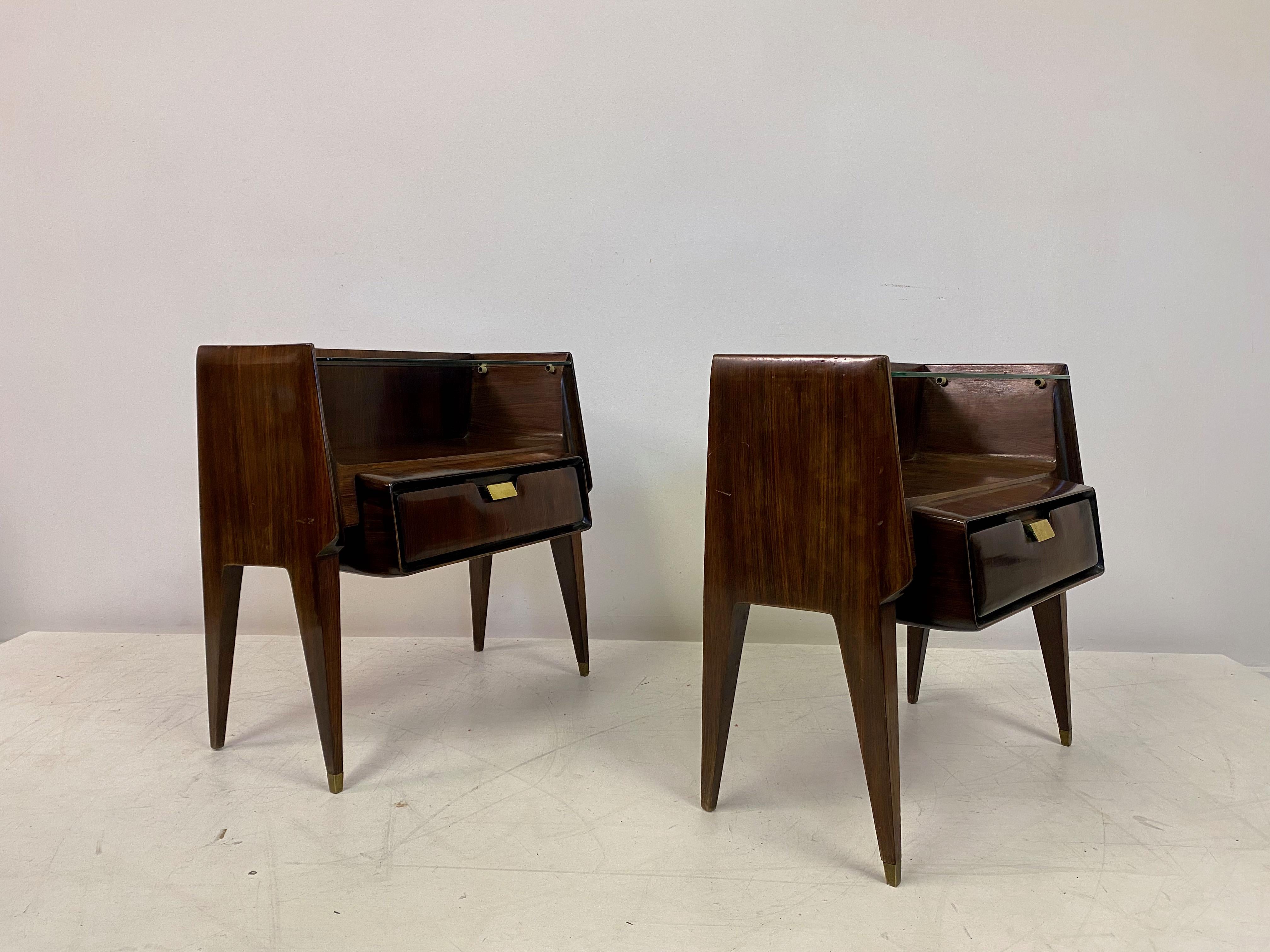 Pair of 1960s Italian Rosewood Bedside Tables or Nightstands 3