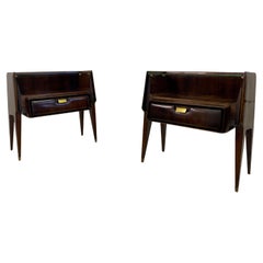 Pair of 1960s Italian Rosewood Bedside Tables or Nightstands