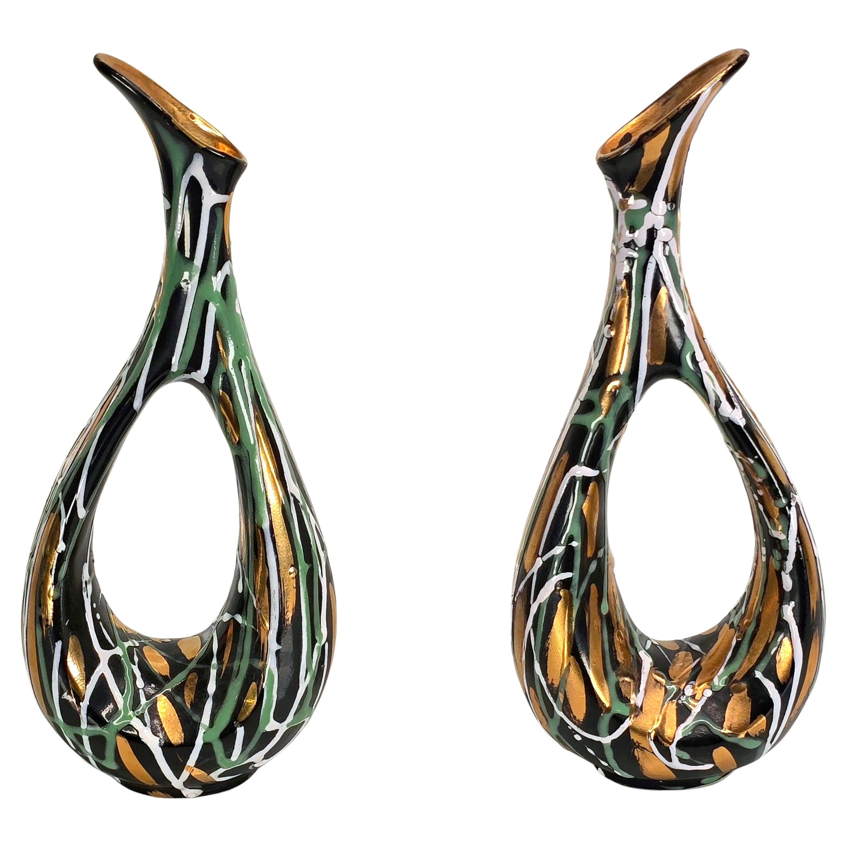 Paire de vases sculpturaux italiens des années 1960
