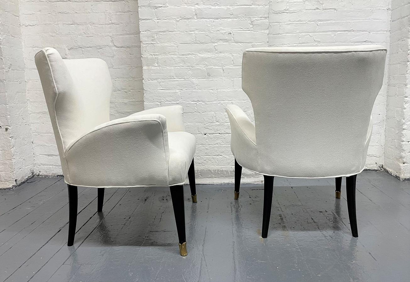 Lacquered Pair of 1960s Italian Small Slipper Chairs For Sale
