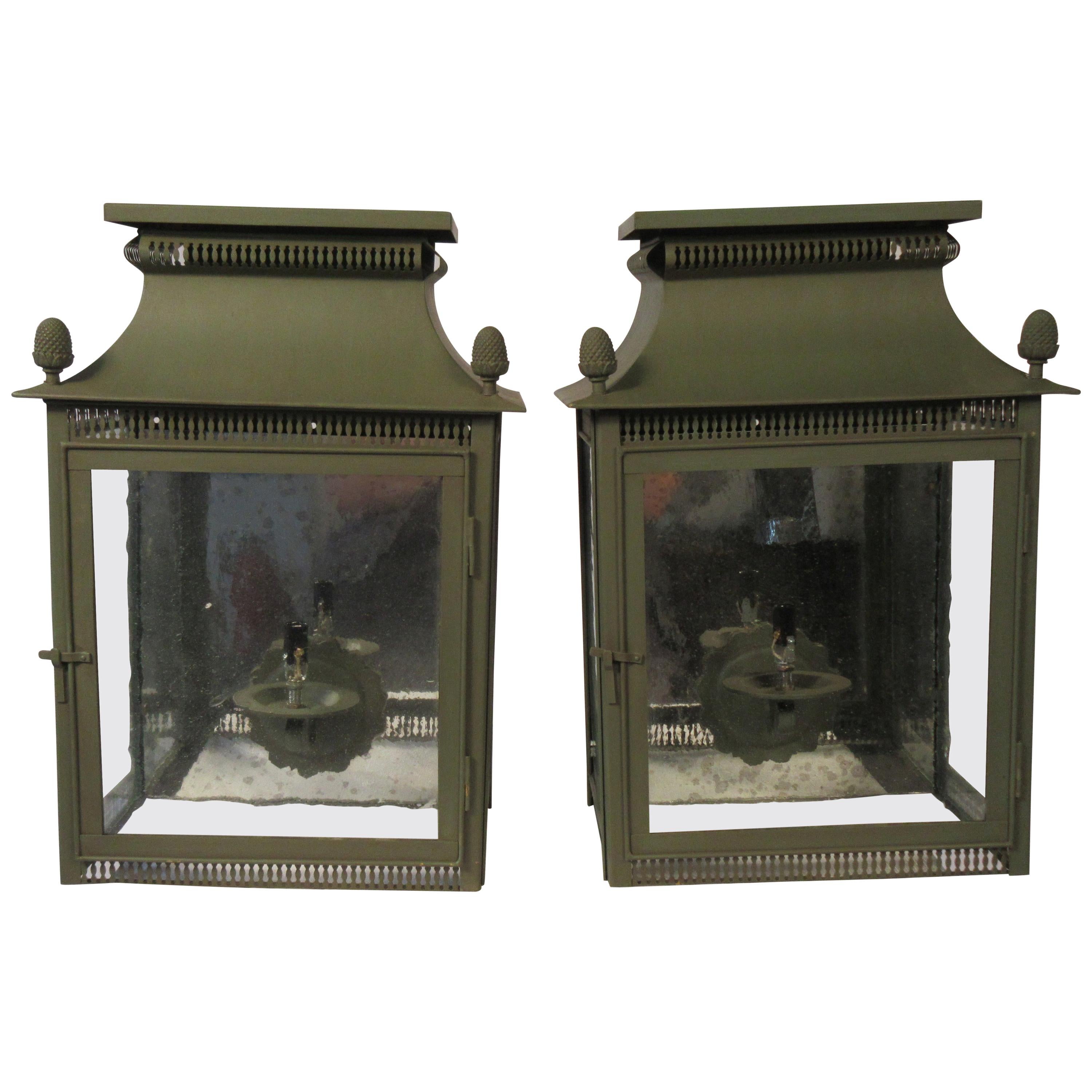 Pair of 1960s Italian Tole Sconces with Mirrored Backs