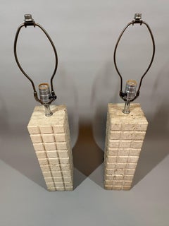 Pair of 1960's Italian Travertine lamps for Raymor