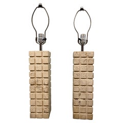 Pair of 1960's Italian Travertine lamps for Raymor
