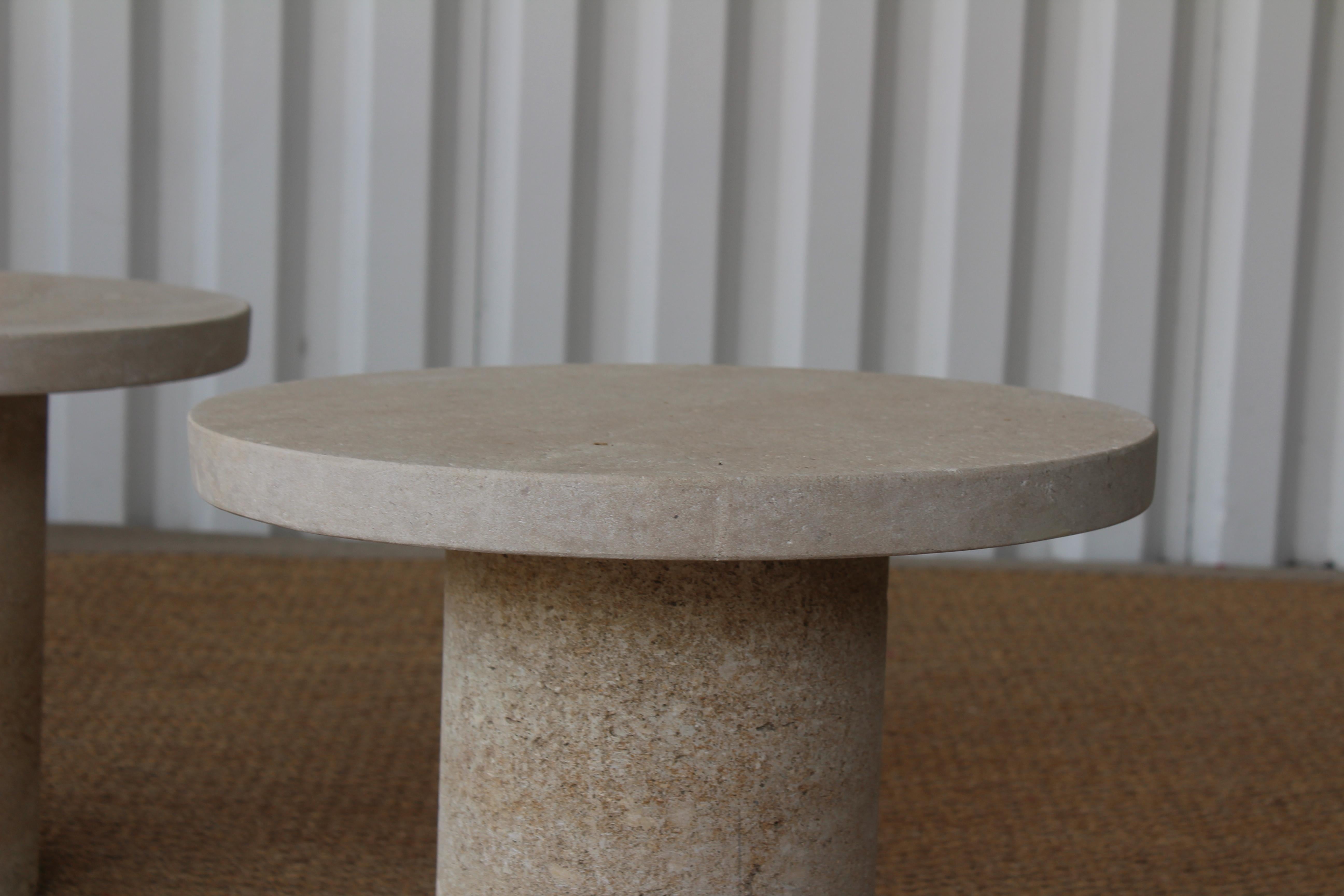 Pair of 1960s Italian Travertine Side Tables 3