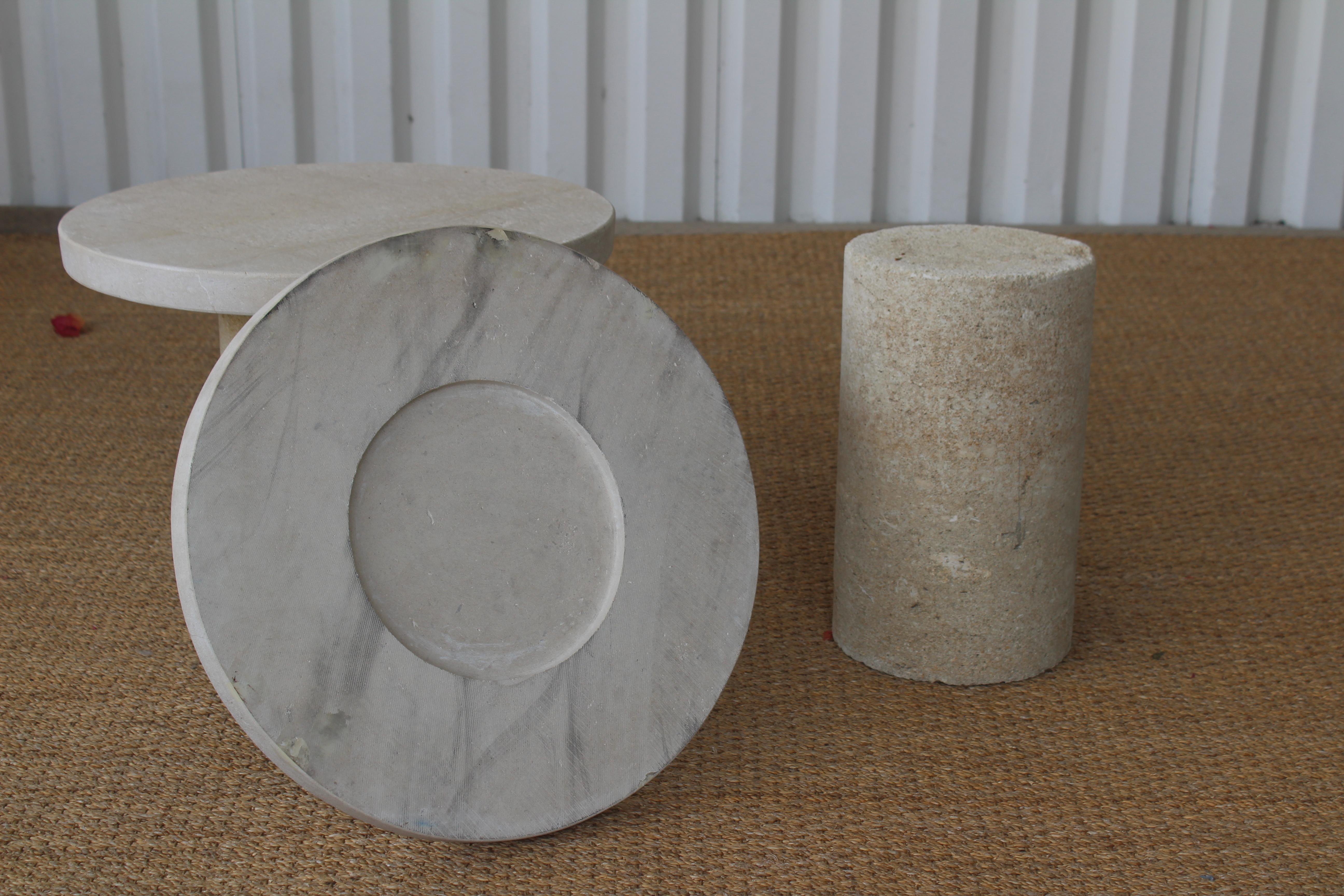 Pair of 1960s Italian Travertine Side Tables 4