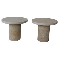 Pair of 1960s Italian Travertine Side Tables