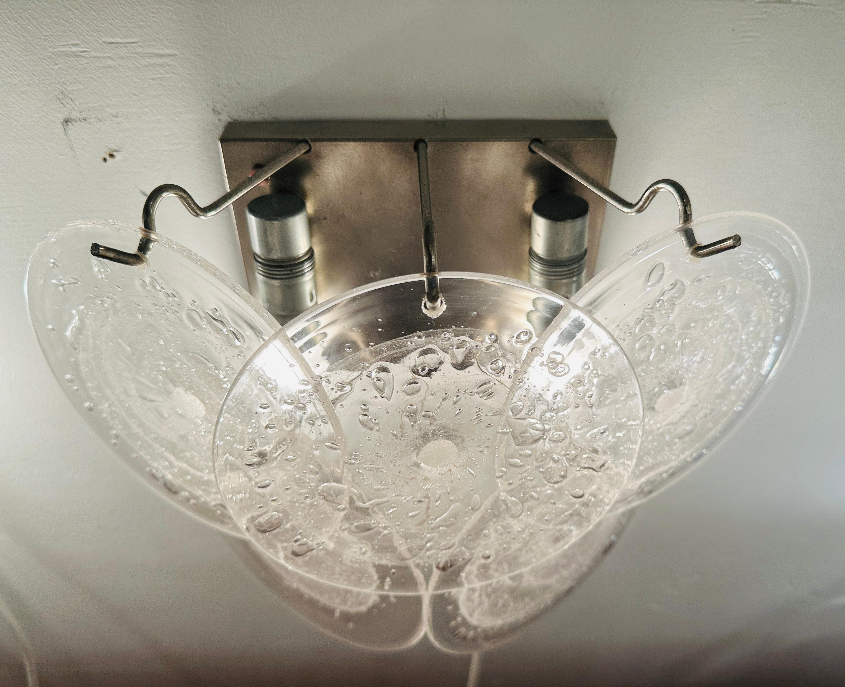 Paar 1960er Jahre Italienisch Vistosi Stil 5 Murano Glas Opaque Disc Wall Lights 3
