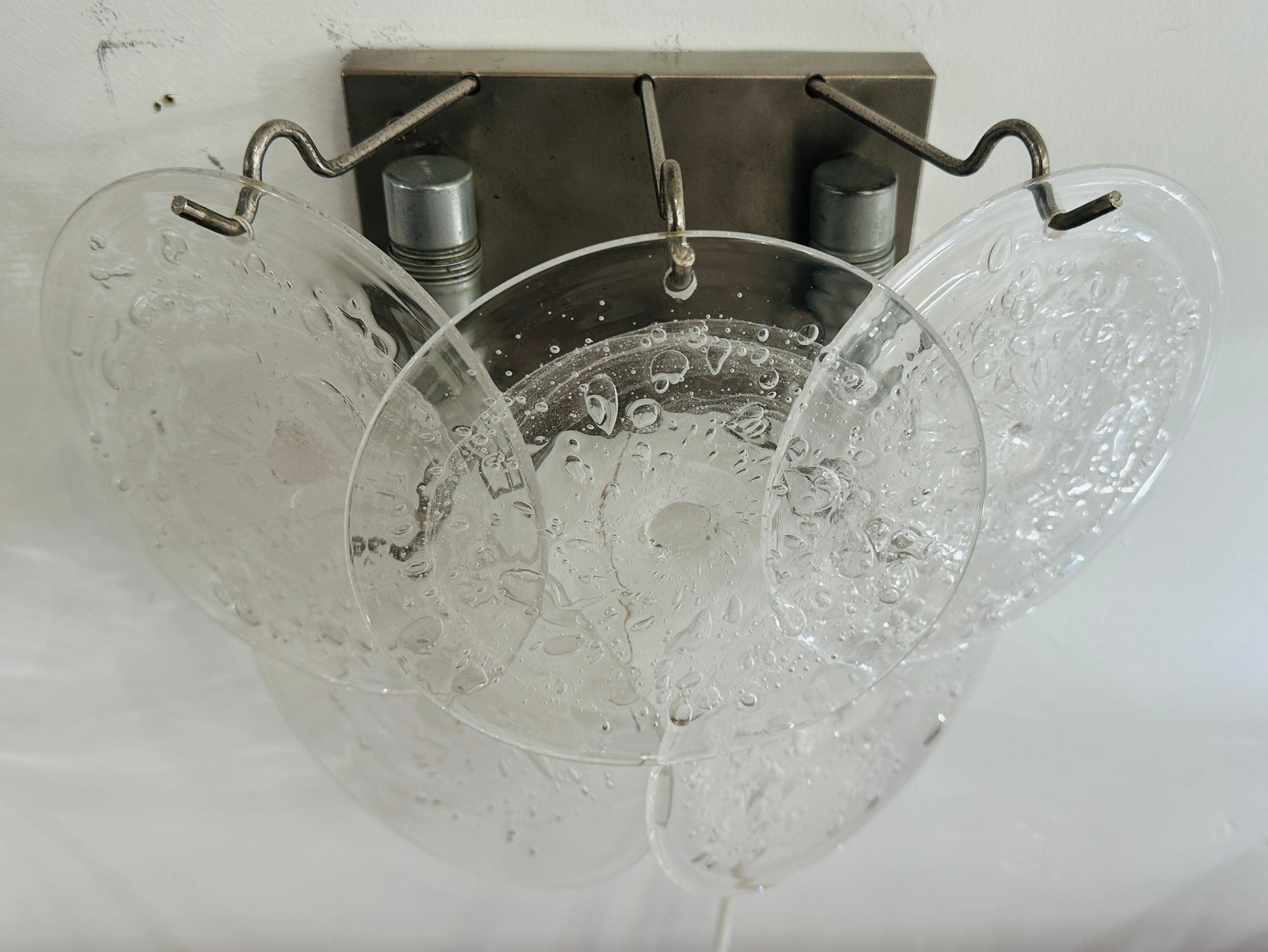 Paar 1960er Jahre Italienisch Vistosi Stil 5 Murano Glas Opaque Disc Wall Lights 10