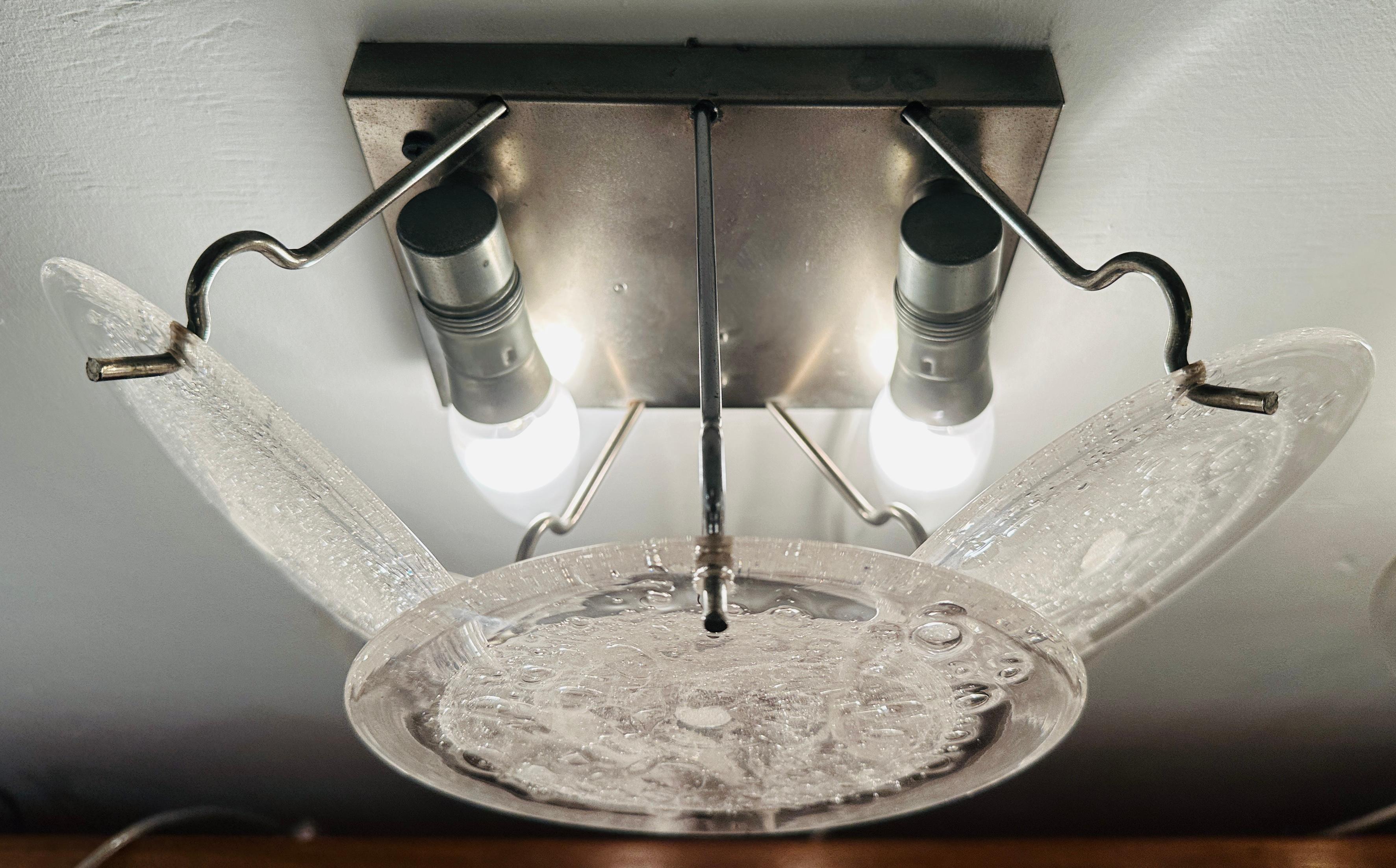 Paar 1960er Jahre Italienisch Vistosi Stil 5 Murano Glas Opaque Disc Wall Lights (20. Jahrhundert)