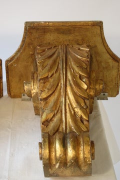 Pair of 1960s Italian Wood Gilt Corbels