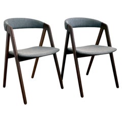 Pair of 1960's Kai Kristiansen Midcentury Teak and Grey Chairs