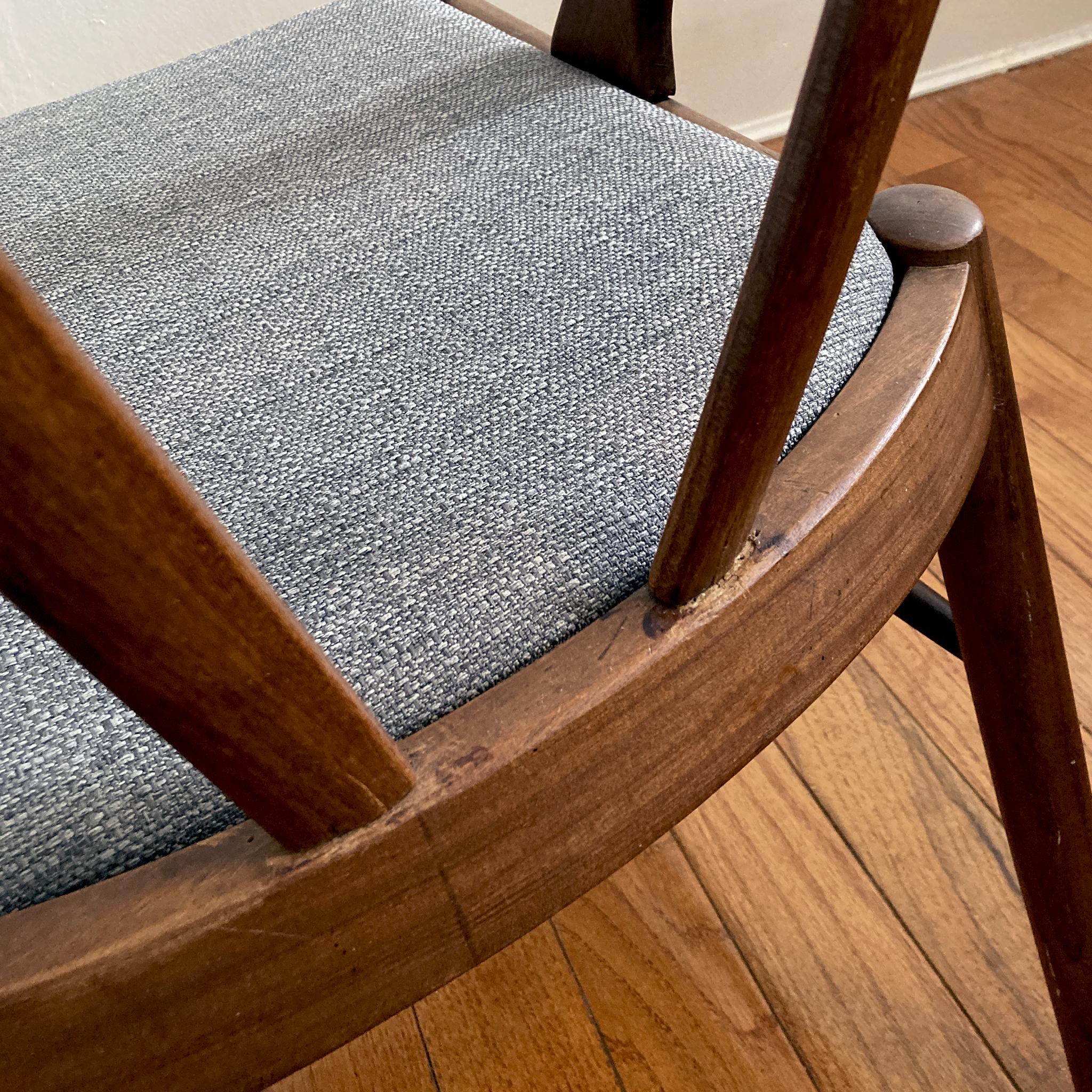 Kai Kristiansen Style Reupholstered Curved Back Gray Chairs, 1960s, Pair of Two For Sale 2