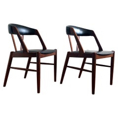 Pair of 1960
s Kai Kristiansen Style Midcentury Teak and Black Chairs Pair of 1960
s Kai Kristiansen Style Midcentury Teak and Black Chairs