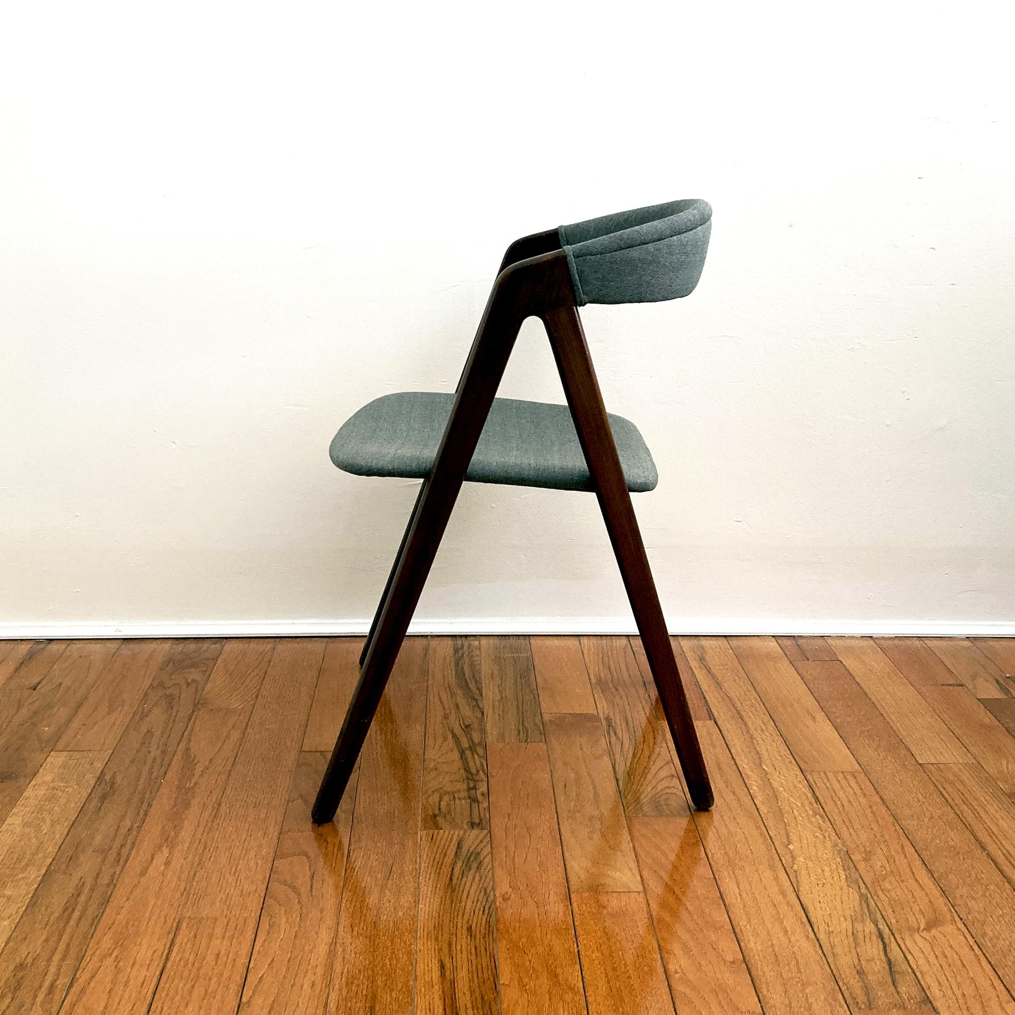 Pair of 1960's Kai Kristiansen Style Mid-Century Teak and Grey Chairs 3