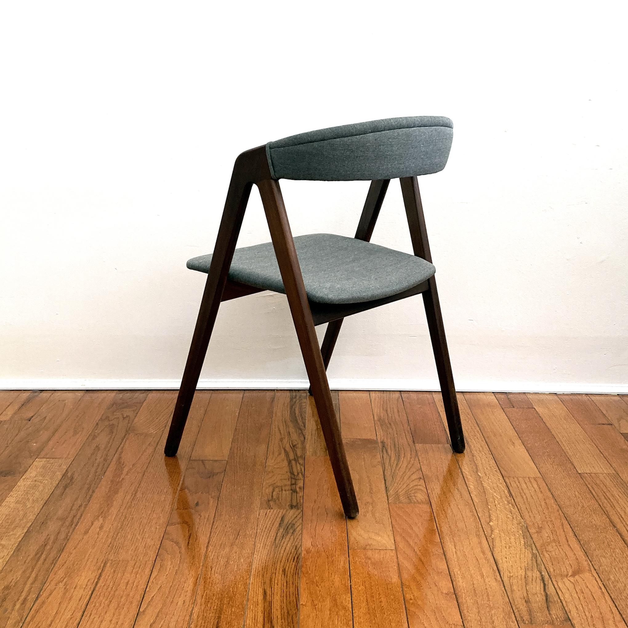 Pair of 1960's Kai Kristiansen Style Mid-Century Teak and Grey Chairs 2