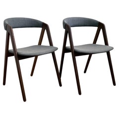 Pair of 1960's Kai Kristiansen Style Mid-Century Teak and Grey Chairs