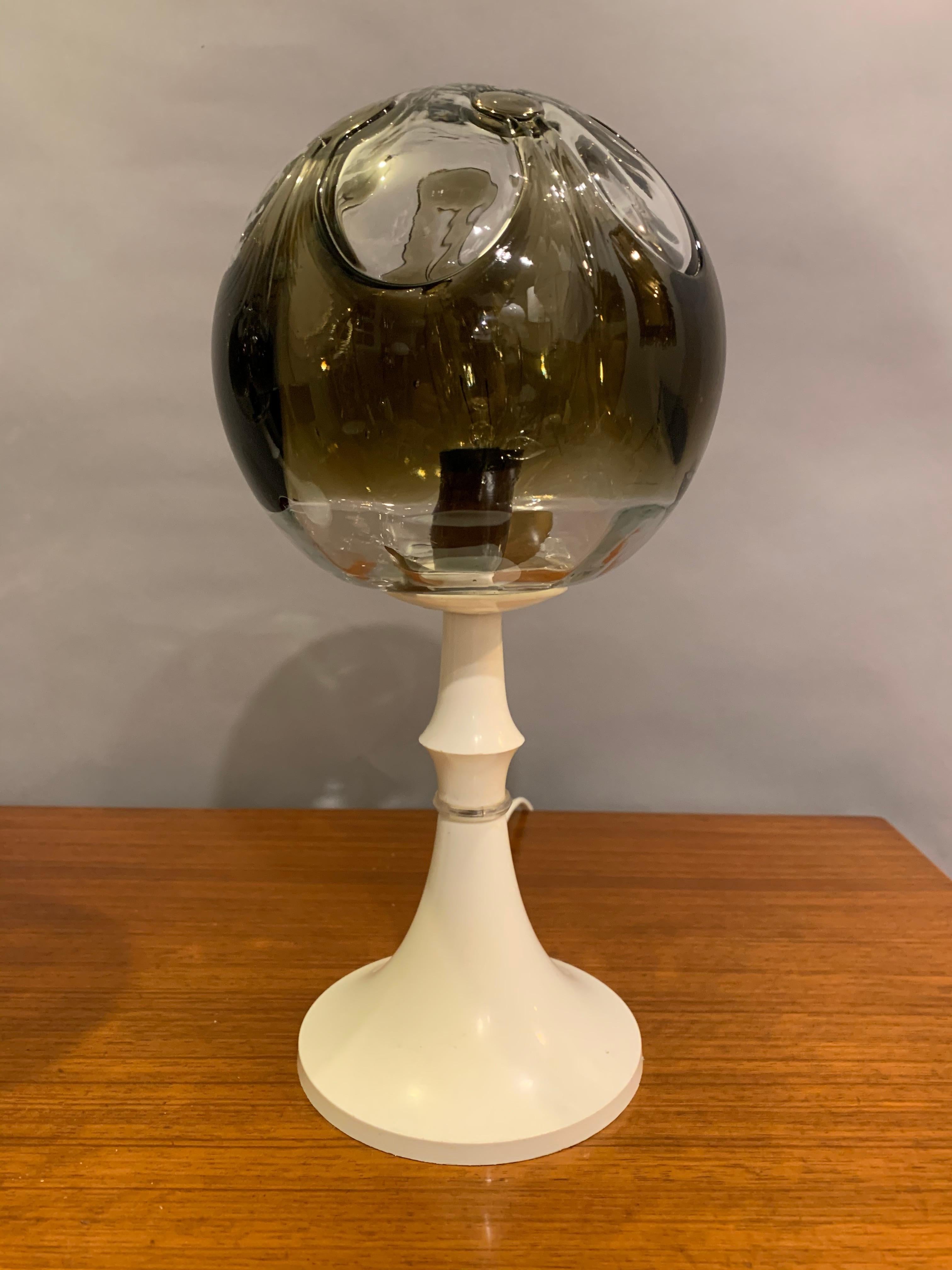 Pair of 1960s Kaiser Leuchten Mazzega Globe Glass Conical Based Table Lamps 2