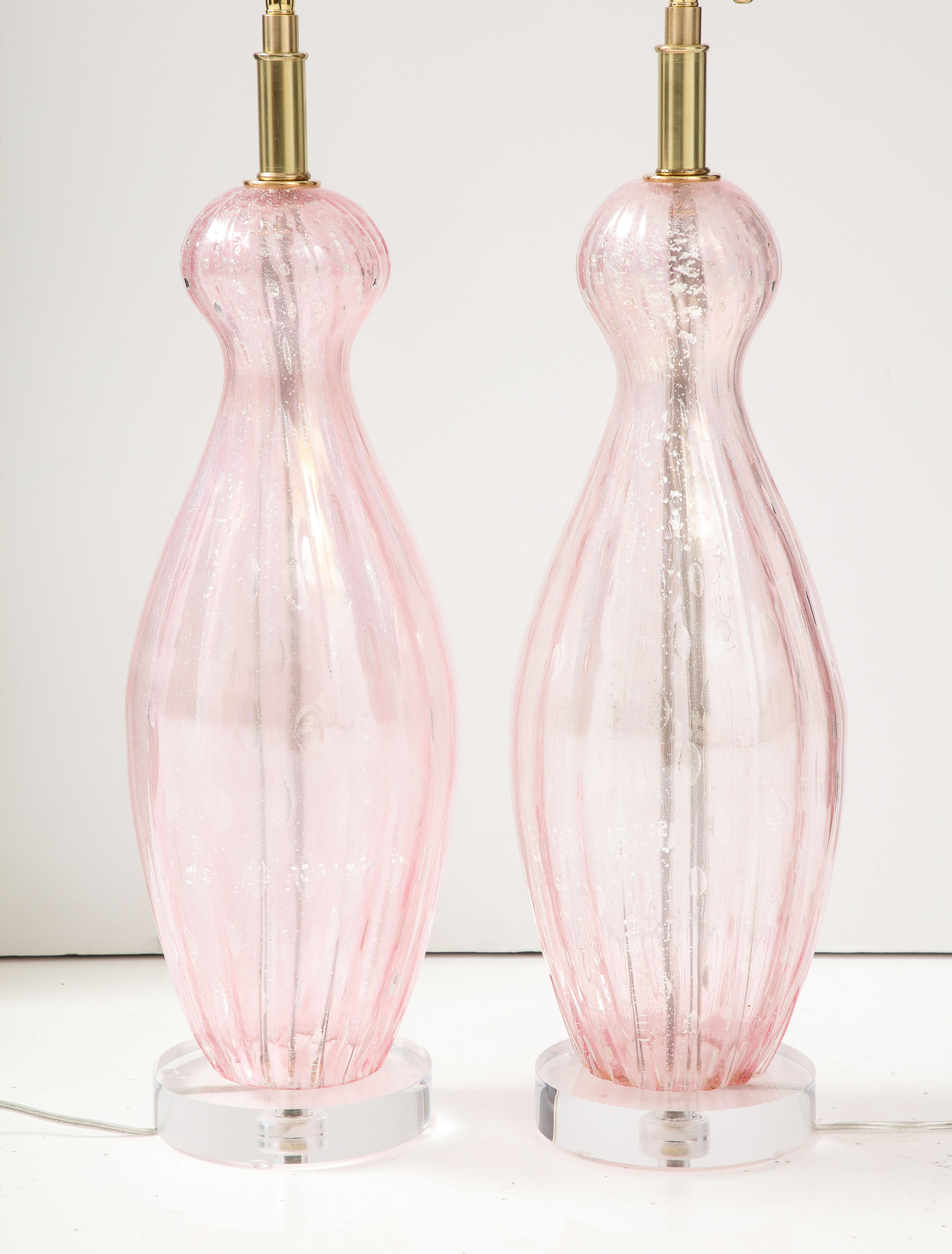 Pair of 1960's Large Murano Glass Lamps. For Sale 2