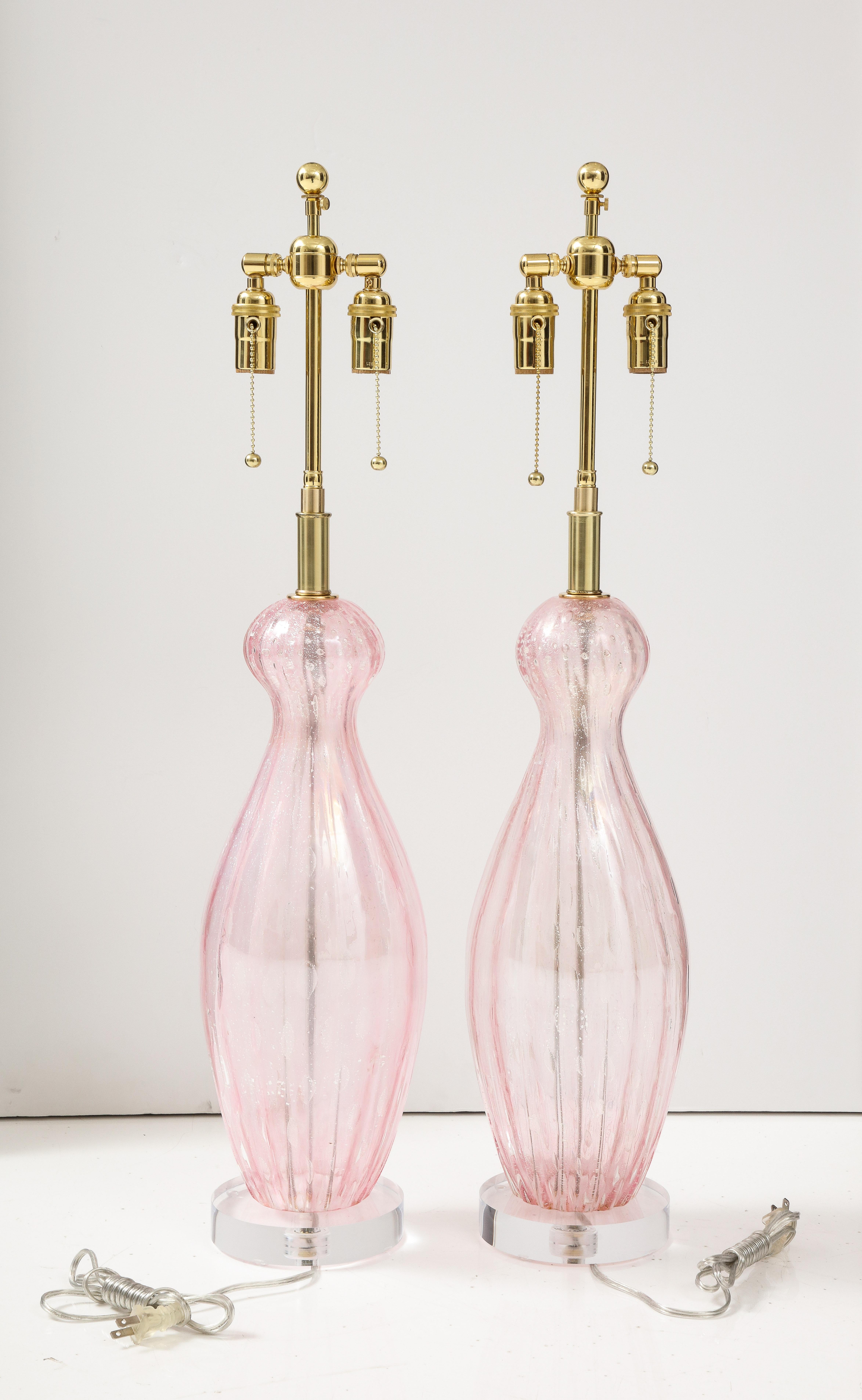Pair of 1960's Large Murano Glass Lamps. For Sale 1