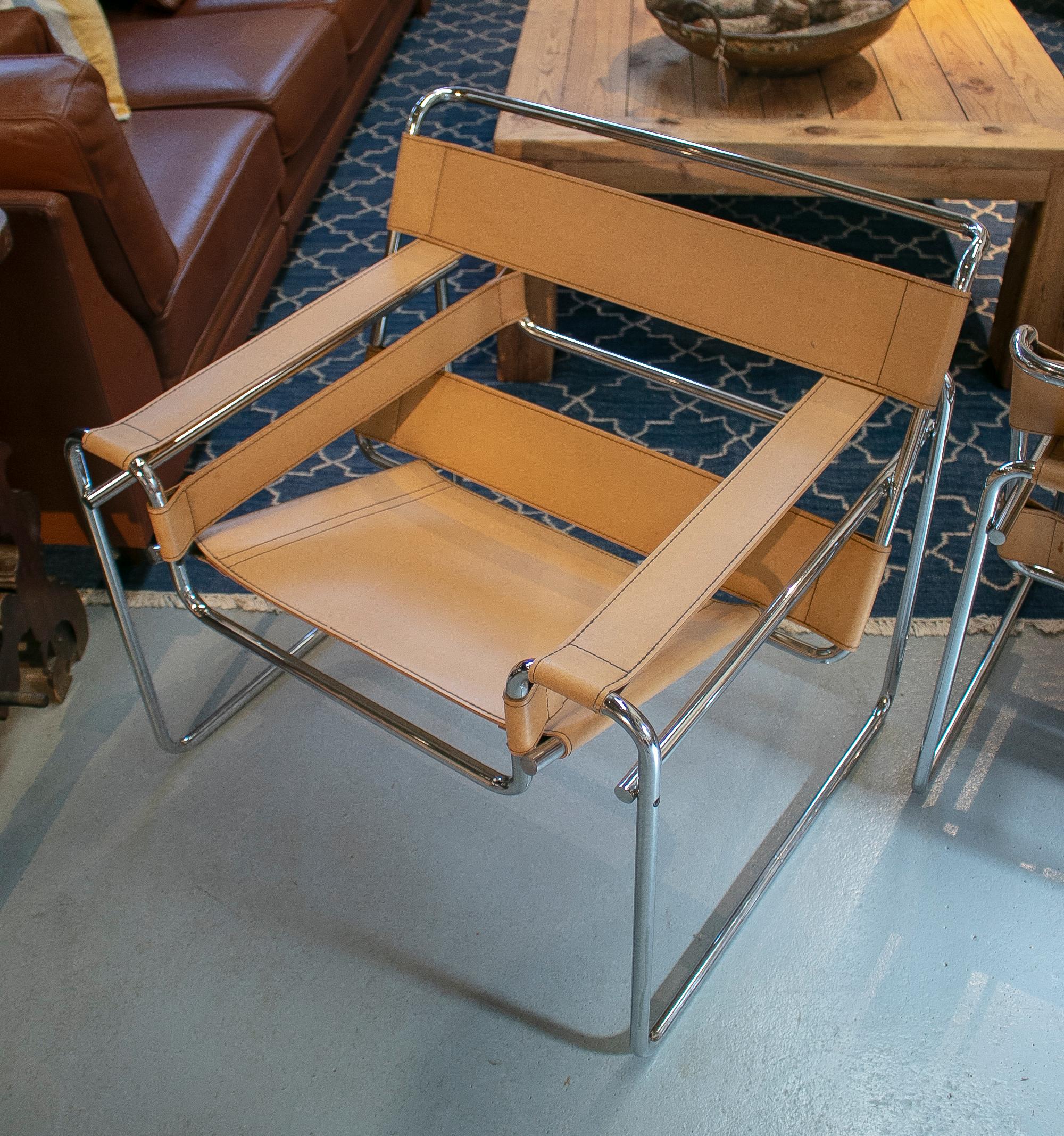 Pair of 1960s Leather & Stainless Wassily Chairs by Marcel Breuer for Gavina 2