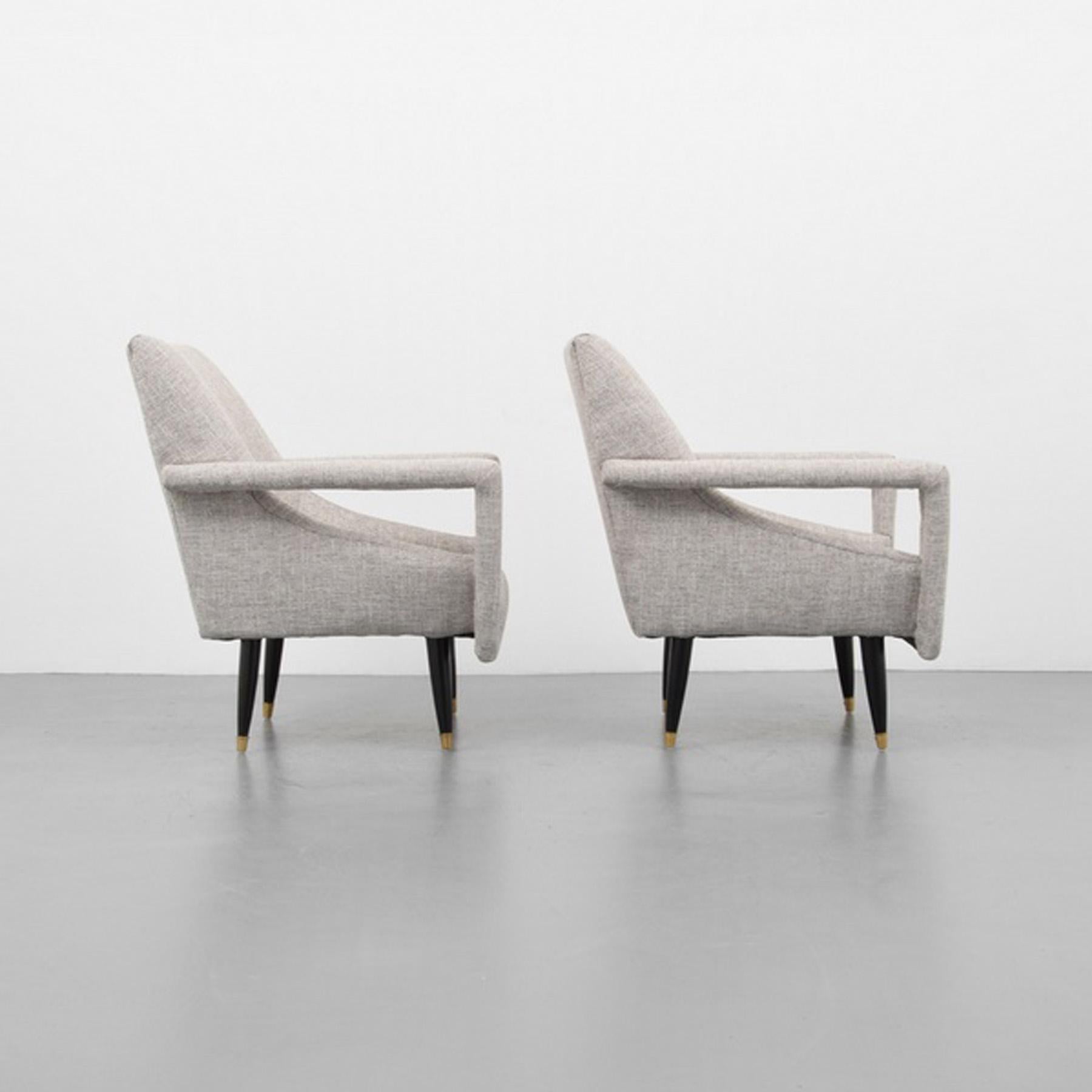 Mid-Century Modern Pair of 1960's Lounge Chairs in Manner of Ico Parisi For Sale