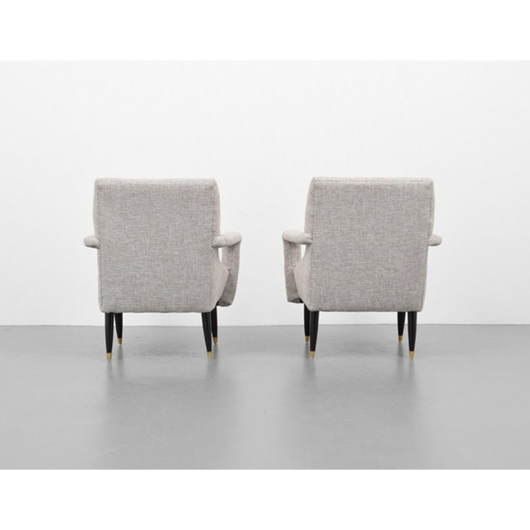 Italian Pair of 1960's Lounge Chairs in Manner of Ico Parisi For Sale