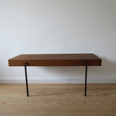 Pair of 1960s Mahogany Slatted Benches Bedside Tables Nightstands