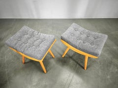 Pair of 1960s Maple Mid Century Stools, Czechoslovakia