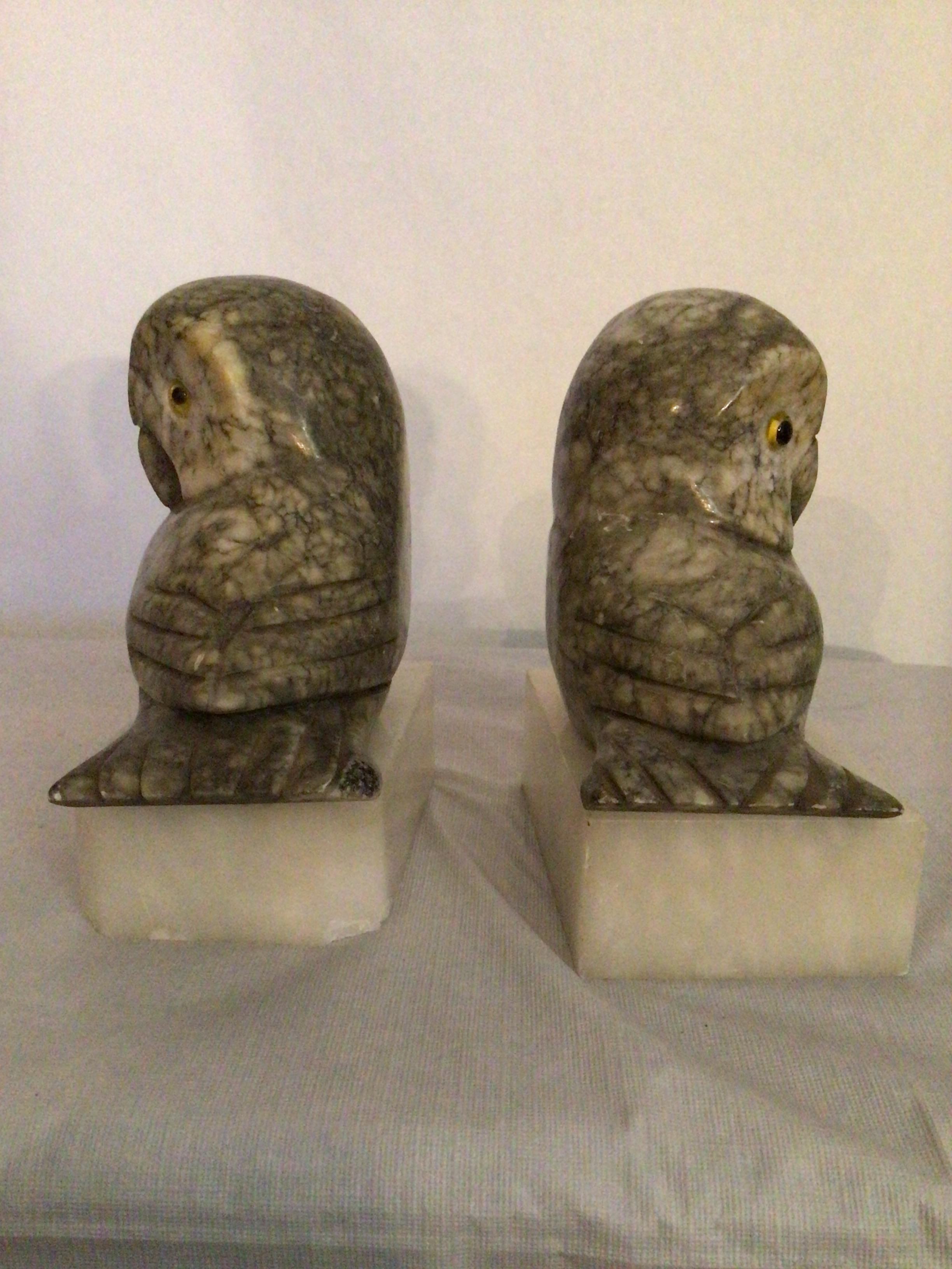 Pair of 1960s Marble Owl Bookends 2