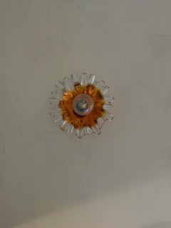 Ein Paar Wandleuchten aus orangefarbenem Murano-Glas und Kristall von Mazzega aus den 1960er Jahren