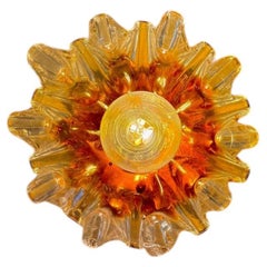 Pair of 1960s Mazzega Murano Orange Glass and Crystal Wall Sconces